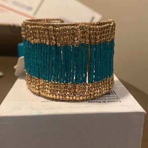 Towne & Reese Maxie Beaded Turquoise Cuff Bracelet- Brand New